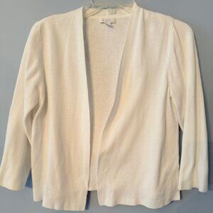 J Jill Organically Grown Cotton Cropped Cardigan - XS - White